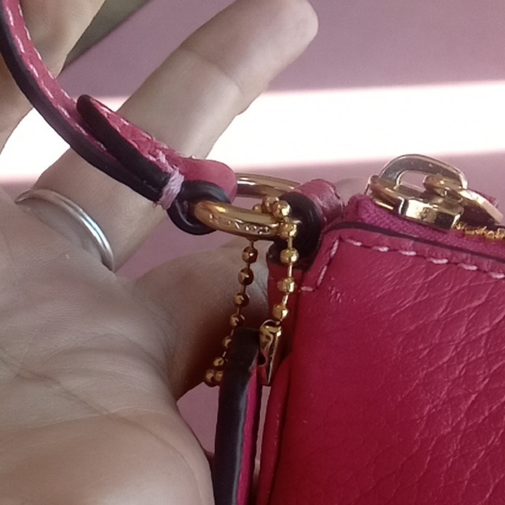 NWT Spring Easter Coach Carriage Strawberry Haze Leather Handbag Wristlet - Picture 15 of 16